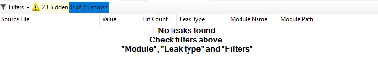 Deleaker results showing no memory leaks