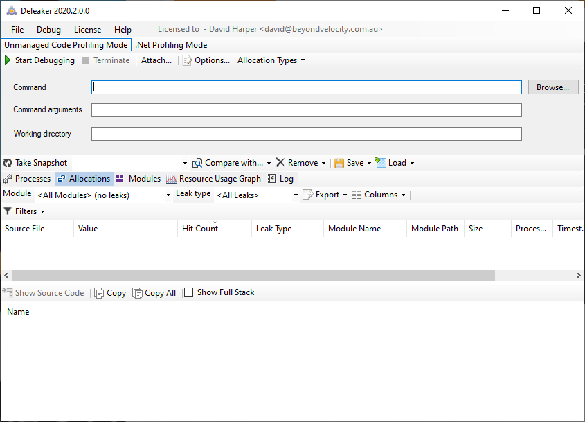 Deleaker standalone application window